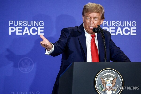 노벨평화상 수상 자격이 충분하다고 역설하는 트럼프 대통령. @연합뉴스
