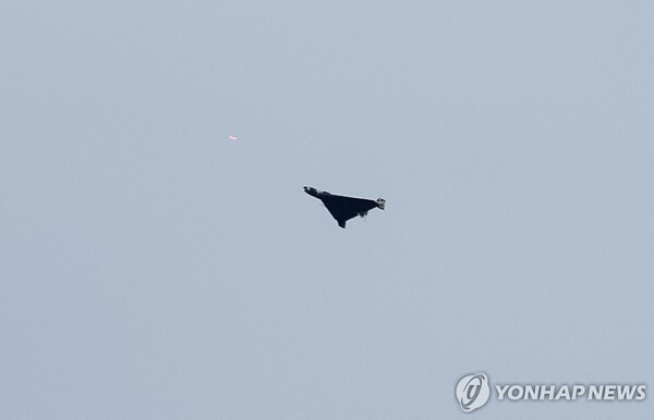 우크라이나 키이우 상공에 나타난 러시아 드론. @연합뉴스