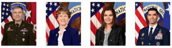 왼쪽부터 NSA 국장 미육군 중장 윌리엄 J. 하트먼, 실라 토마스 NSA 부국장 직무대행, 크리스틴 로만 NSA 비서실장 직무대행, 마테오 마르치무치 CSS(중앙보안국) 부국장. @홈페이지